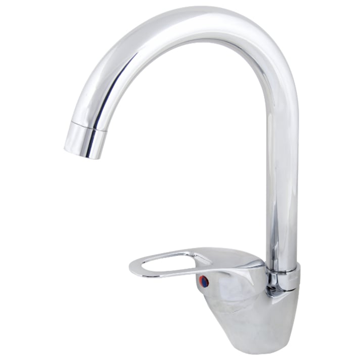 Baterie bucatarie Evosanitary Aqua, tip U, monocomanda, cartus ceramic, racorduri