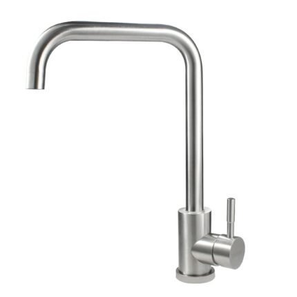 Baterie pentru bucatarie, NUODWELL, Monocomanda, Rotire libera la 360, Usor de instalat si de utilizat, Pentru toaleta, toaleta publica, hotel, scoala, bucatarie, curte, Otel inoxidabil/Cartus ceramic, Argintiu