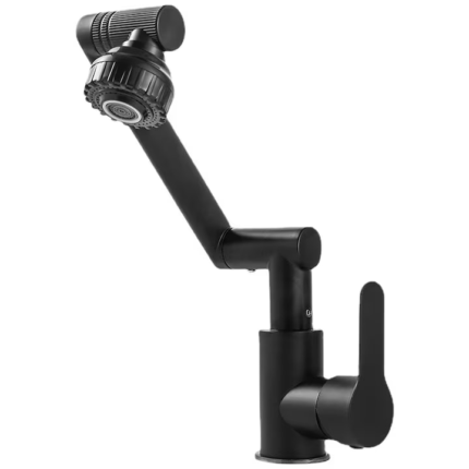 Baterie cu brat motorizat, Inox, Rotire 1080, Negru