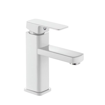 Baterie chiuveta baie Brius™, 17.5 cm, monocomanda, design modern si minimalist, cartus ceramic, rezistenta la rugina si coroziune, durabila, usor de instalat, otel inoxidabil, Alba