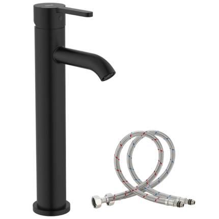 Baterie Chiuveta Baie, Finisaje Premium, Inalta, Rotunda, SMART GADGETS C&A.Racorduri Incluse, 30CM Negru
