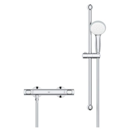 Set de dus Grohe Precision Flow 34841000, 1/2'', aparenta, termostat, coloana de dus, 600 mm, 1 pulverizare, Crom