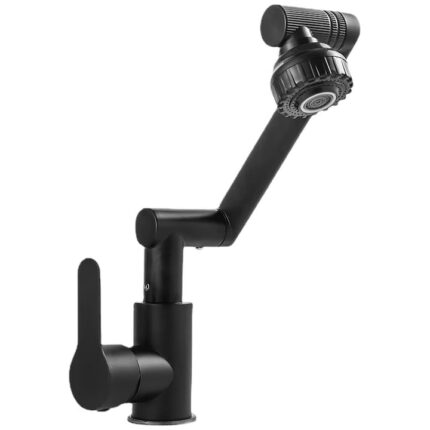 Baterie cu brat motorizat, MOSMAOO®, 2 functii de curgere, Inox, Rotire 1080, Negru