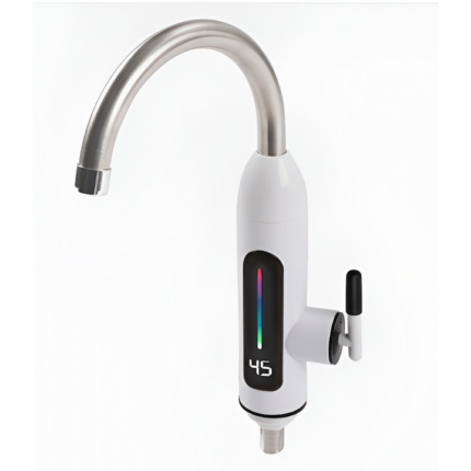 Robinet Electric eSimplu®, Putere 3000W, Inox, Pentru incalzire apa instant, Montare pe chiuveta, Cu display si rotire 360 grade, Temperatura Maxima 60 C, presiunea apei 0.04-0.5MPa, Premium, Alb