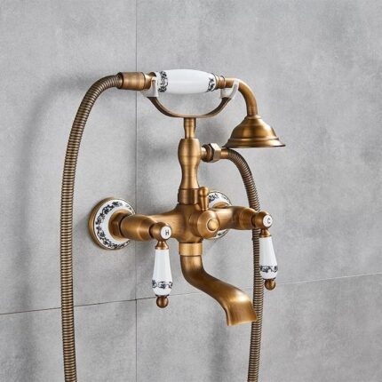 Baterie cada TRENDY'S, montare pe perete, bronz antichizat, monocomanda