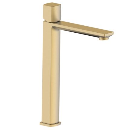 Baterie lavoar inalta pentru blat Aquasanit Coral, cartus ceramic, racorduri 40cm de 3/8, finisaj auriu mat