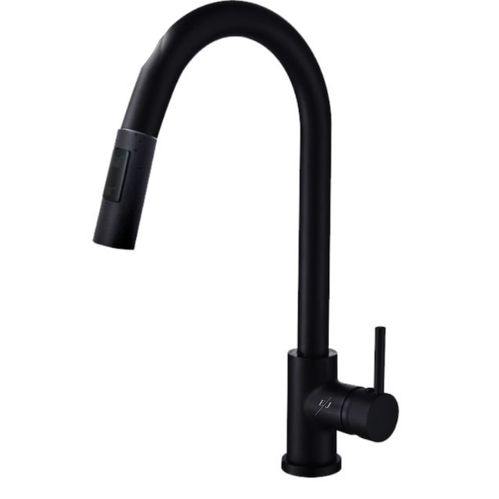 Baterie bucatarie cu dus extractabil, pipa cu touch pentru pornirea/oprirea apei, negru