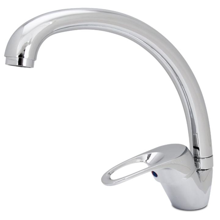 Baterie bucatarie Evosanitary Aqua, tip C, monocomanda, cartus ceramic, racorduri