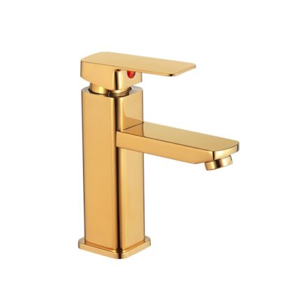 Baterie chiuveta baie Brius™, 17.5 cm, monocomanda, design modern si minimalist, cartus ceramic, rezistenta la rugina si coroziune, durabila, usor de instalat, otel inoxidabil, Aurie