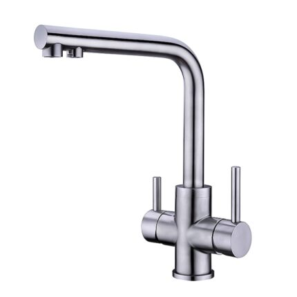 Baterie 3 cai Profesionala, Aquaroo, seria Optim Pro, Sus 304, filtru apa Osmoza Inversa, Microfiltrare si Ultrafiltrare, Crom Periat