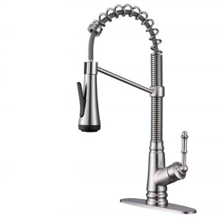 Baterie chiuveta bucatarie, Dus extractabil, 4 Functii de curge, Finisaj Chrome Antichizat, Dimensiune 48 cm
