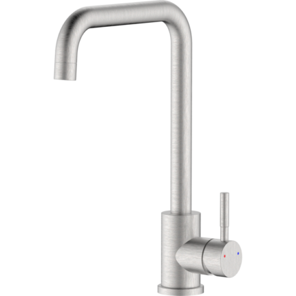 Baterie inalta pentru bucatarie IdroBric Brooklyn, tip lebada, monocomanda, pipa orientabila, cu perlator, debit 6 l/min, cartus ceramic, otel inoxidabil, Crom mat
