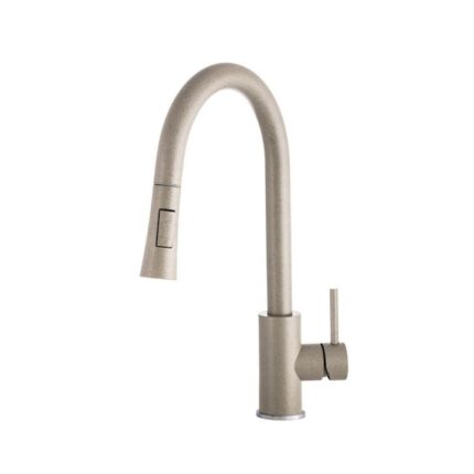 Baterie bucatarie cu dus extractibil, monocomanda, 2 functii spray, pivotant, bej