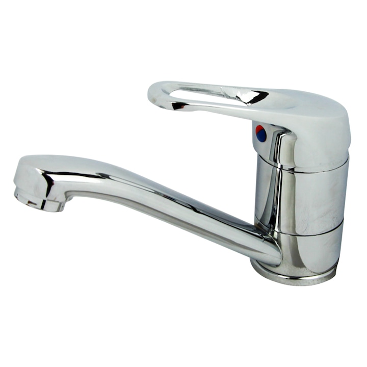 Baterie bucatarie Evosanitary Aqua, monocomanda, cartus ceramic, racorduri
