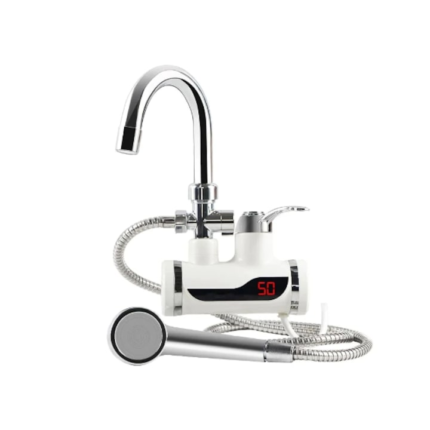 Robinet Electric Cu Dus Eliandeco ®, Pentru Incalzit Apa Instant, Cu Afisaj LED Al Temperaturii, Montare Pe Perete, Putere 3000W, Alb