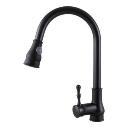 Baterie chiuveta bucatarie inalta cu dus extensibil culoare negru TRENDY'S