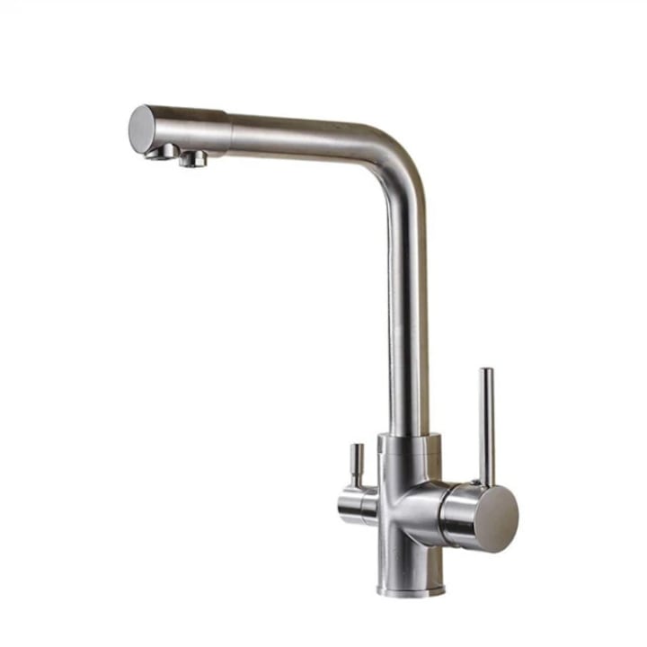 Baterie bucatarie , inox , cu 3 cai , apa filtrata , Smack , smk1754