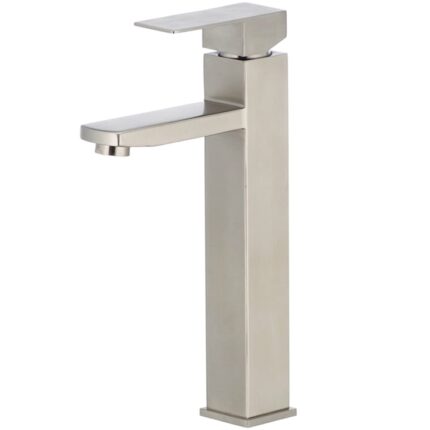 Baterie chiuveta baie ZAFIT LUX-15Nc, pipa inalta, otel inoxidabil, cartus ceramic, monocomanda, racorduri incluse, Inox satinat