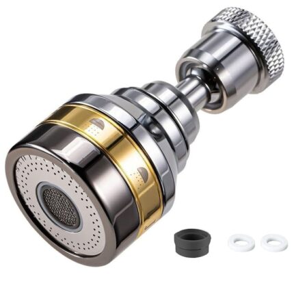 Adaptor flexibil universal, Axroad Mall, 75 mm, 3 moduri de pulverizare a fluxului de apa, Rasucirea si rotirea la 360 de grade, Usor de instalat, Pentru robinet bucatarie sau baie, Inox + ABS, Argintiu/Auriu