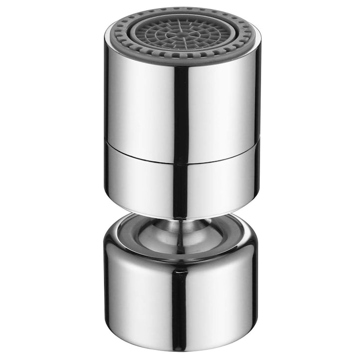 Aerator apa pivotant Topaqua® SK-WS806(F), functie economizor, filtrare, miez ceramic, doua moduri dus/bule, dimensiune M22 mama, debit 4.5 L/min, cromat, argintiu