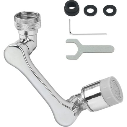 Extensie Robinet Rotativa 1080°, Pivotant In Orice Directiei, Functie de Economisire a Apei, aliaj de cupru, 95mm, Argintiu
