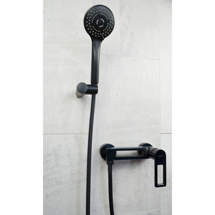 Suport pentru cap de dus, SOTBE, LARKBLACK HOL 7, negru, materiale rezistente, rezistent la rugina, negru, consum redus de apa