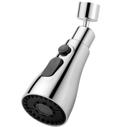 Aerator Robinet Pivotant Lemaro®, 3 Moduri de Pulverizare a Fluxului de Apa, Rotirea la 360 de Grade, Functie Economizor, Usor de Instalat, Argintiu