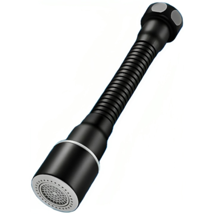 Prelungitor Flexibil Robinet, 17 cm, Otel Inoxidabil, Doua Moduri, Compatibil Filet Exterior / Interior, Economisire Apa, Diametru 24 mm, Negru