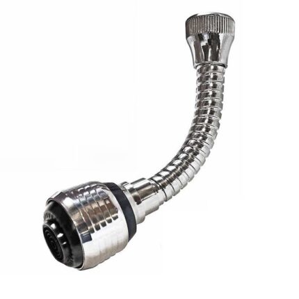 Prelungitor Universal Pentru Robinet Eliandeco ®, Flexibil, Cu Doua Tipuri De Jet, Pentru Baie Si Bucatarie, Inox, Culoare Argintiu