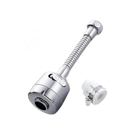 Prelungitor/adaptor flexibil 360 pentru chiuveta, 2 moduri de ajustare al jetului, Otel inoxidabil, Argintiu