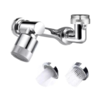 Extensie Robinet Rotativa, Adaptor Apa Baterie, Universal, Rotatie de 1080 °, Functie de Economisire a Apei, Doua Moduri Dus / Bule, Argintiu