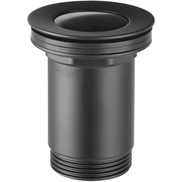 Ventil lavoar click-clack din alama cu preaplin Ferro S283-BL-B 1 1/4", garnituri EPDM/NBR, negru, ventil, dop, garnituri