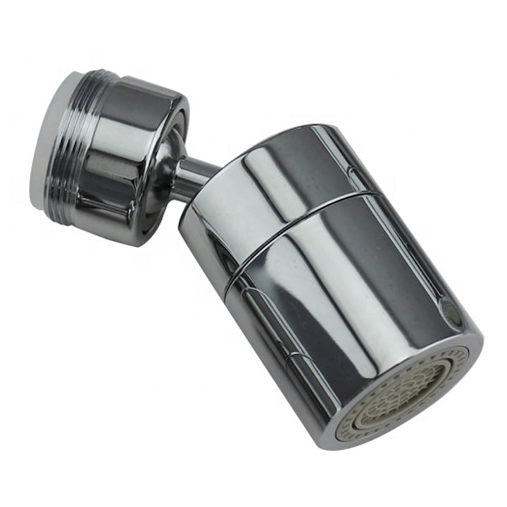 Aerator apa dublu - pivotant Topaqua® SK-WS809-M, functie economizor, filtrare, miez ceramic, doua moduri dus/bule, M24 tata, debit 4.5 L/min, cromat, argintiu