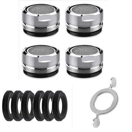 Set 4 aeratoare pentru robinet/6saibe/1 cheie, Inox, Argintiu