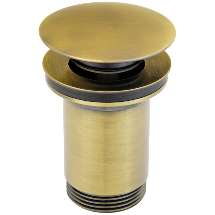 Ventil lavoar click-clack din alama cu preaplin Ferro Rotondo S285BR, 1 1/4", garnituri EPDM/NBR, bronz, ventil, dop, garnituri