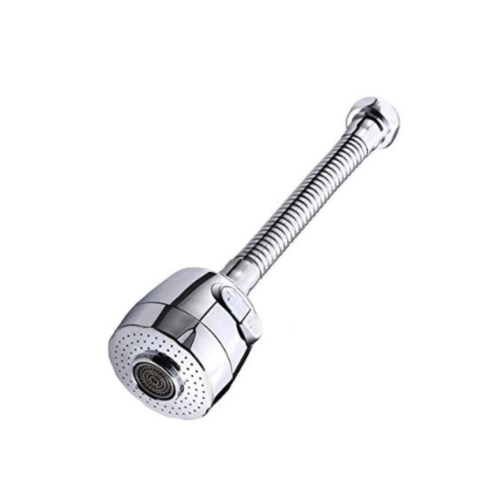 Adaptor flexibil universal pentru robinet bucatarie sau baie, 2 moduri, 360 grade, 13cm, SanHome®