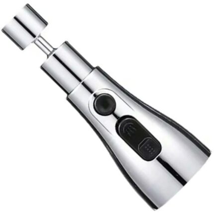 Extensie universala rotativa pentru robinet, Reduce consumul de apa pana la 70%, Functionare pe baza de rulment cu bile, 3 moduri de functionare, Rezistent la calcar, Instalare prin asigurarea filetului exterior F22, Lungime 14 cm Argintiu