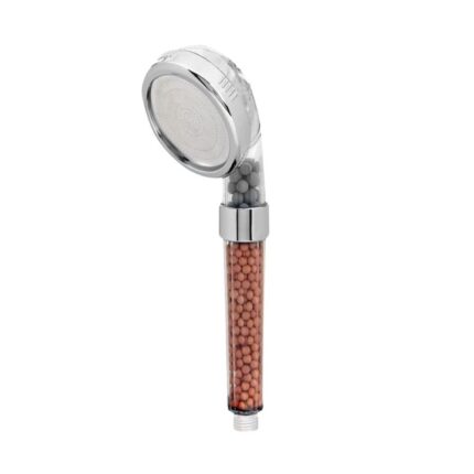 Para cap de dus THK®, granule minerale, turmalina, 3 moduri jet, filtrare dubla, economisire apa, jet uniform, argintiu