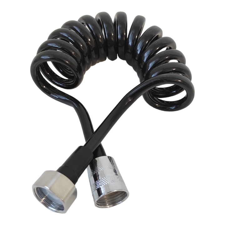 Furtun dus bideu spiralat negru 150cm retractabil