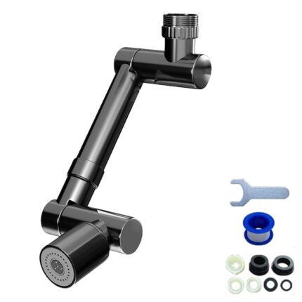 Extensie Robinet Rotativa, Adaptor Apa Baterie, Universal, Rotatie de 1440 °, Functie de Economisire a Apei, Doua Moduri Dus / Bule, negru, pentru prevenirea stropirii, usor de montat