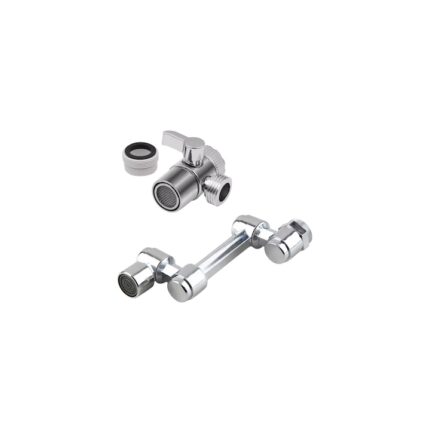 Set 2 bucati, adaptor baterie apa, brat rotativ si dus universal, functie economizor, doua moduri dus si bule, cromat, argintiu