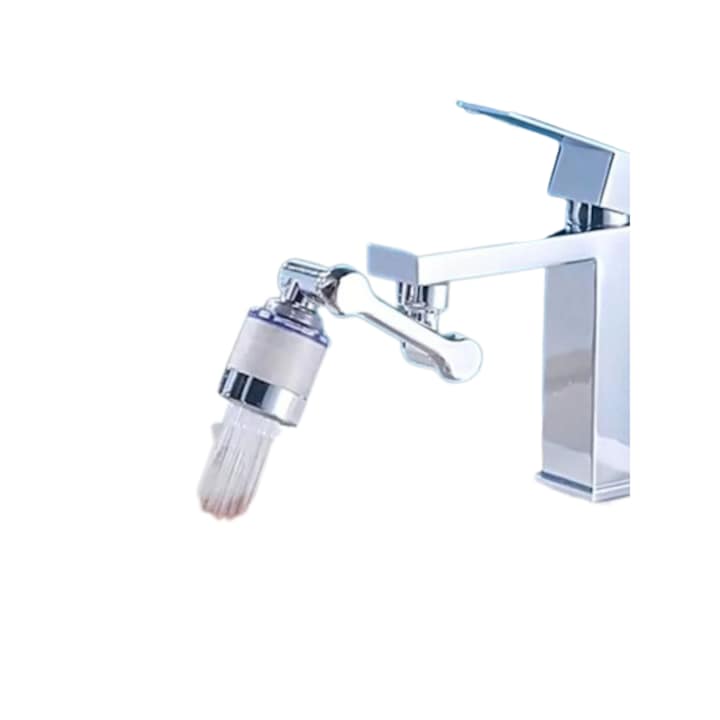 Adaptor pentru robinet cu filtru impotriva impuritatilor, flexibil, universal, rotire 180, mod economizor apa