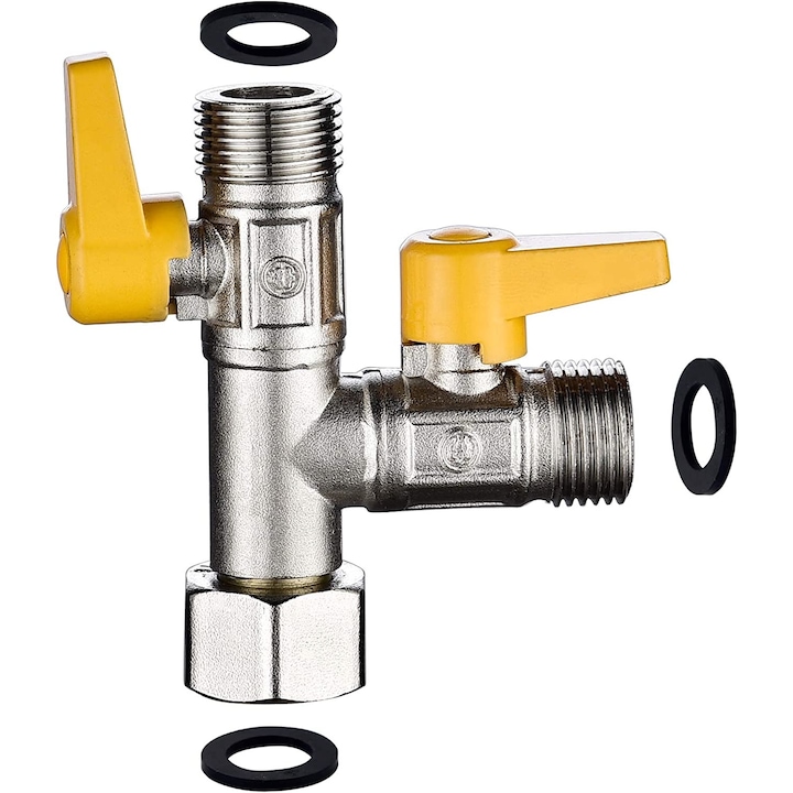 Adaptor baterii sanitare, Alama, Tip T, G 1/2, 20 mm, Argintiu