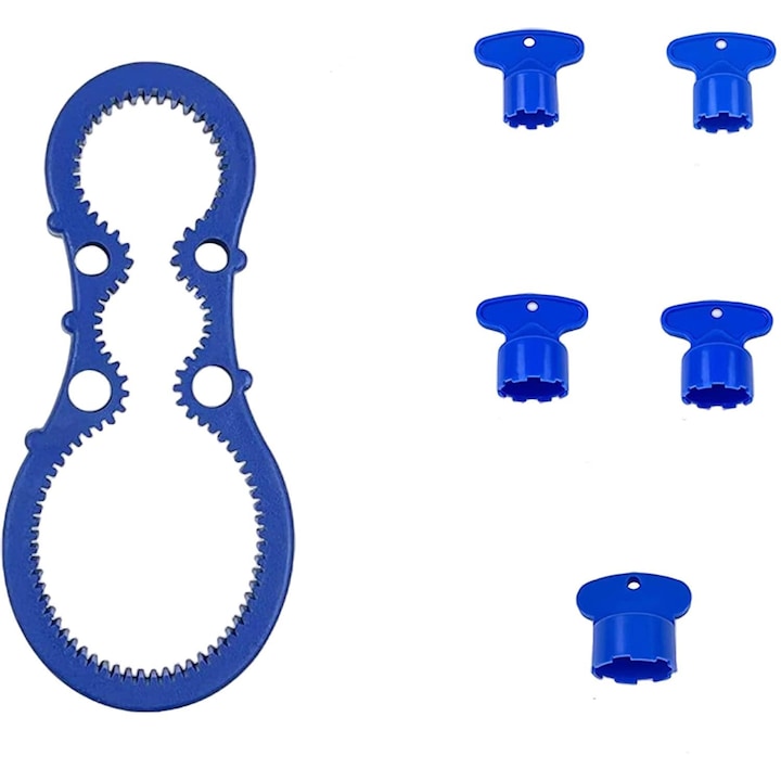 Set 6 aeratoare robinet si cheie, M16.5 M18.5 M21.5 M22.5 M24, ABS, Albastru