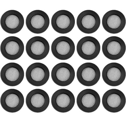 Set 20 garnituri baterii sanitare, Inox/Cauciuc, Negru