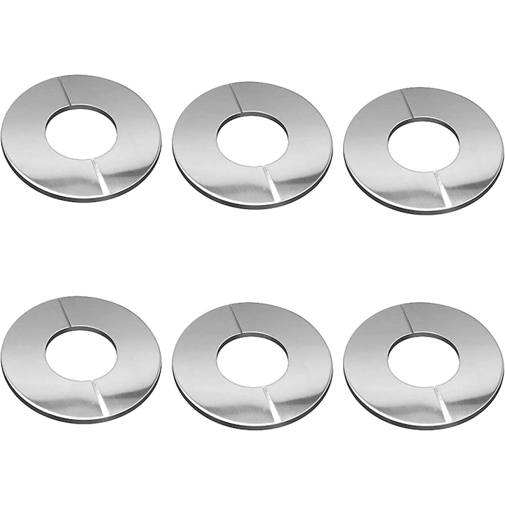 Set 6 capace pentru tevi, Otel inoxidabil,34 mm, Argintiu