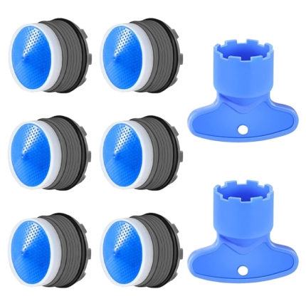 Set 6 aeratoare pentru robinet, ABS, M18.5, Albastru/Negru