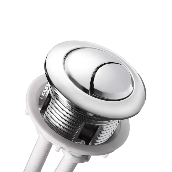 Buton vas toaleta, Plastic, 38mm, Argintiu