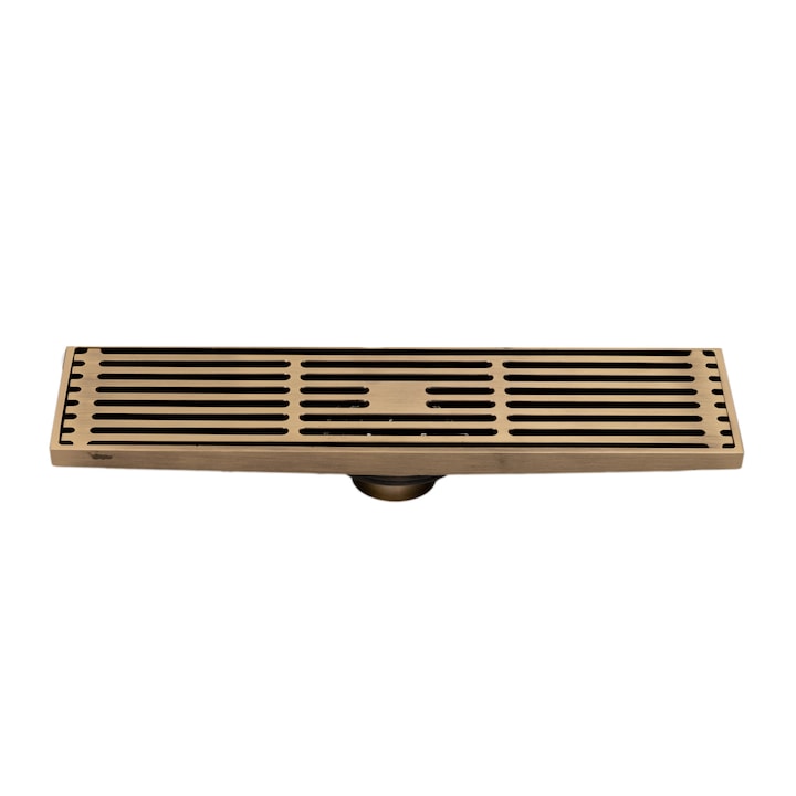 Sifon pardoseala, bronz antichizat 30 X 8 cm, iesiere pe 40 mm antimiros