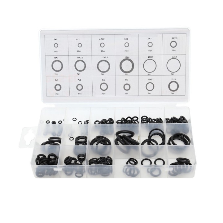 Set 225 garnituri din cauciuc, Tagred cu 18 dimensiuni diferite intre 3,00mm-22,00 mm